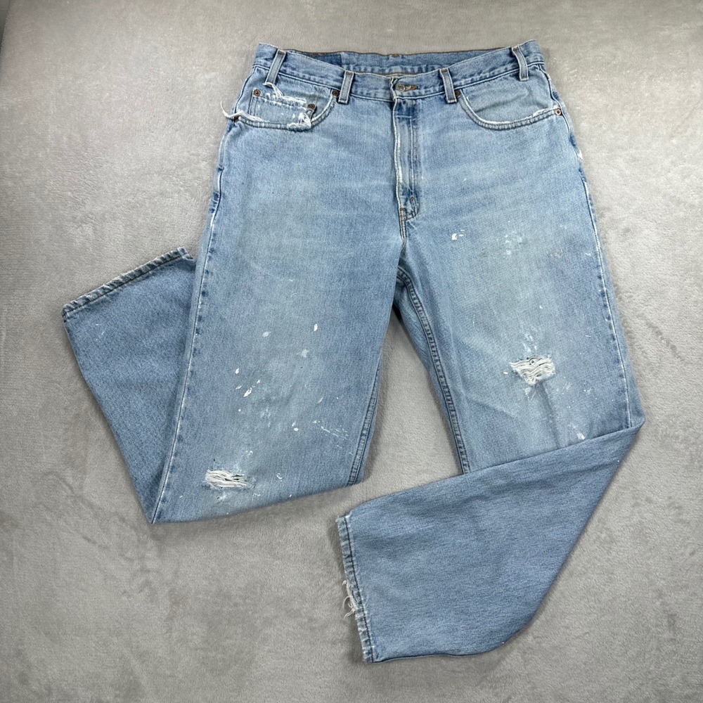 Levi's 550 Jeans Mens 36x30 Light Wash Relaxed Fit Distressed Paint Splatter 90s